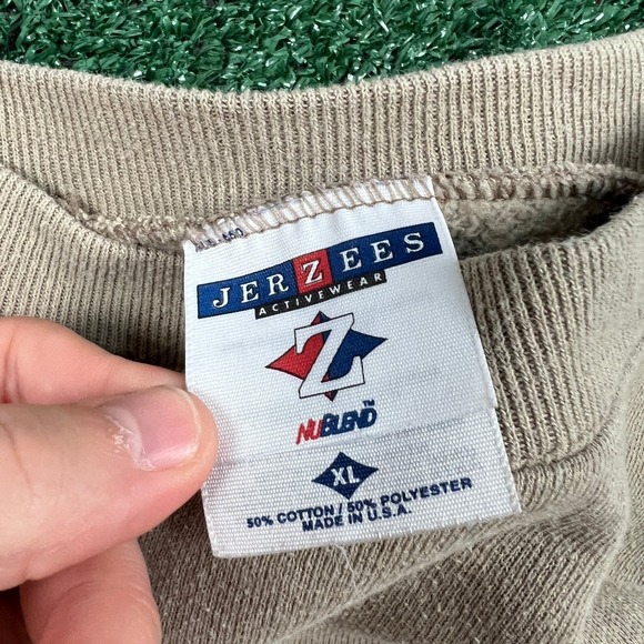 Vintage Jerzees Crewneck Sweatshirt Mens XL Beige Brown USA 50/50 Blank 90s - Picture 2 of 9
